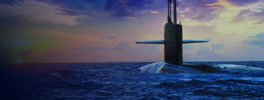 A submarine emerging from the ocean.